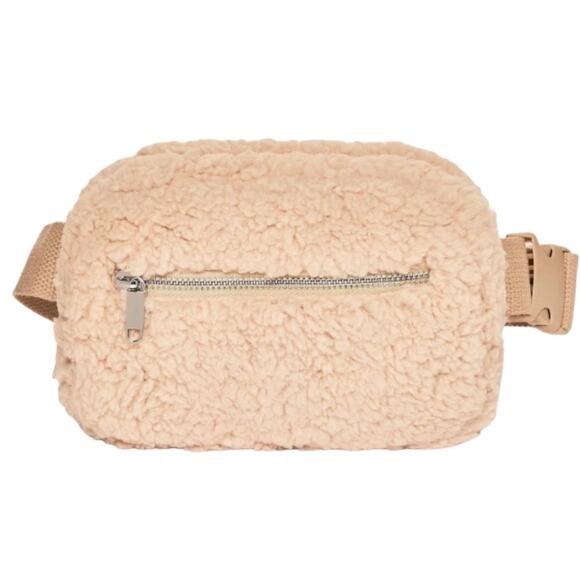 New Wild Fable Teddy Bear Fuzzy Fanny Pack Beige - Picture 2 of 4